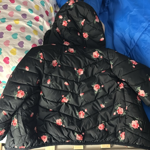 Pink Flower Little Girls Ski Bibs & Jacket - Picture 11 of 15